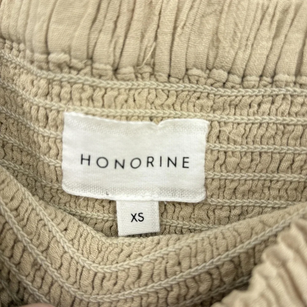 HONORINE Skirt Womens XS Beige‎ Tiered Ruffle Smocked Waist Mini Made in USA